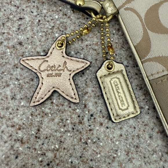 Coach Legacy Stripe Tan Clutch with Signature Monogram - Picture 2 of 8